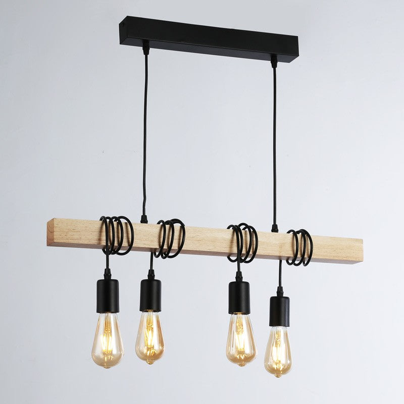 Lámpara colgante vintage madera "Otto" - 4 x E27