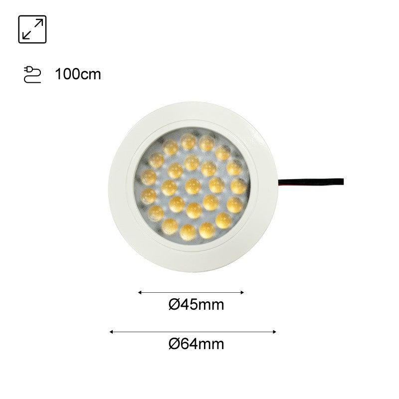 Downlight bajo mueble 2W empotrable y de superficie 12V