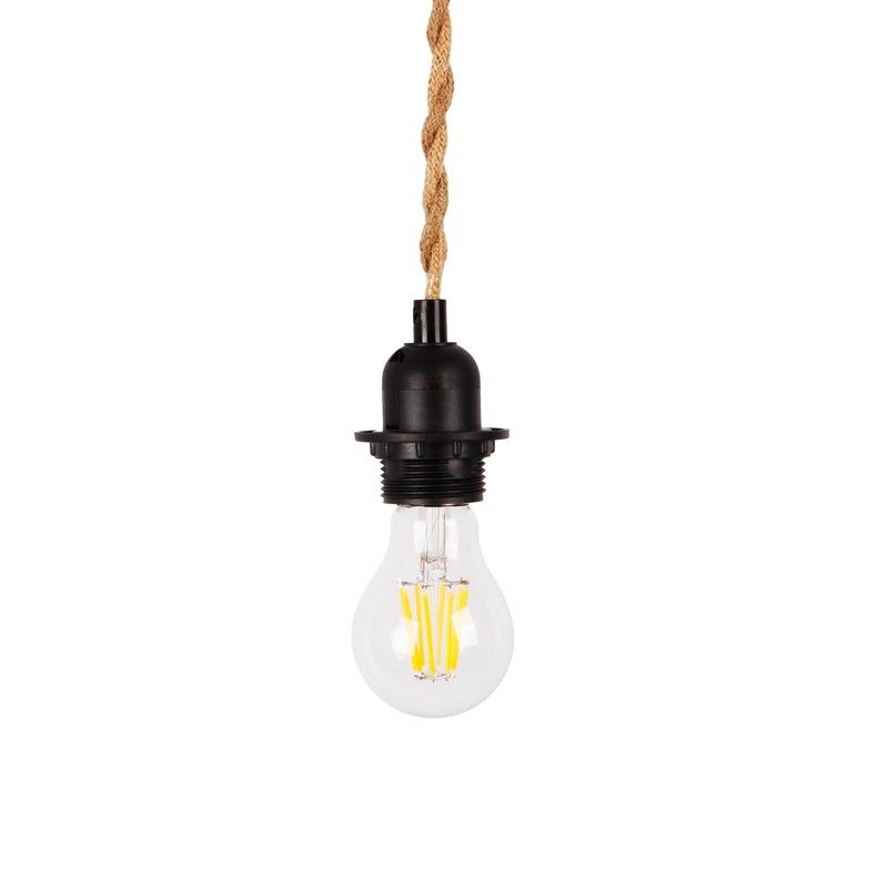 Lámpara colgante de madera y cuerda para bombilla E27 130cm