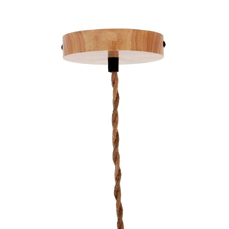 Lámpara colgante de madera y cuerda para bombilla E27 130cm