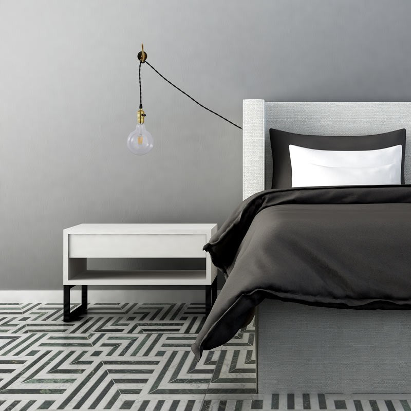 Aplique de Pared Interior Dorado con Enchufe y Interruptor para Dormitorio, Escalera, Escritorio