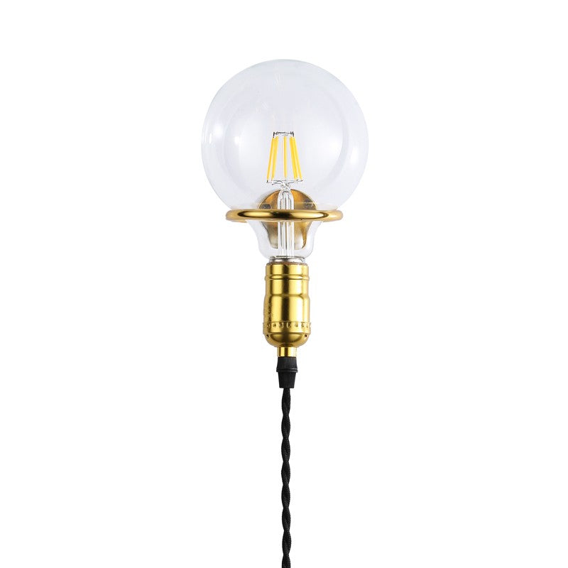 Aplique de Pared Interior Dorado con Enchufe y Interruptor para Dormitorio, Escalera, Escritorio