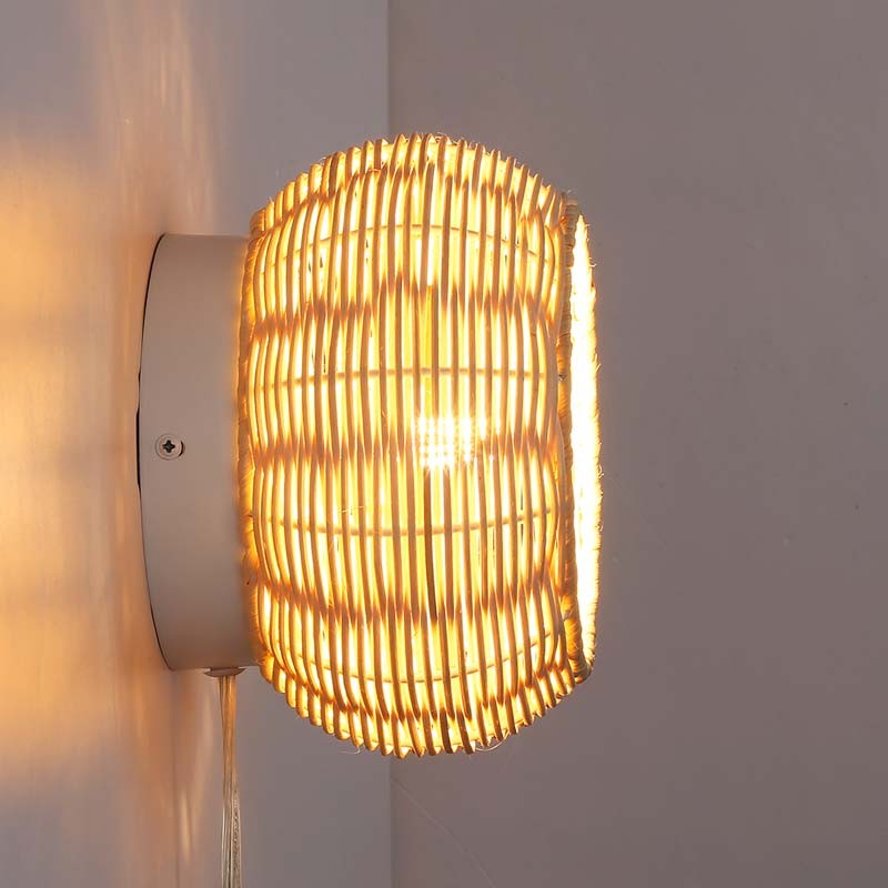 Aplique de pared de mimbre "Berlam"
