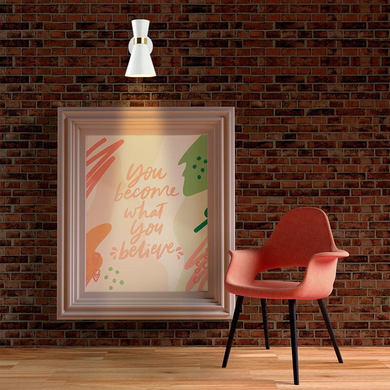 Aplique de pared interior en color blanco y dorado estilo nórdico "Melissa" de 29x25cm