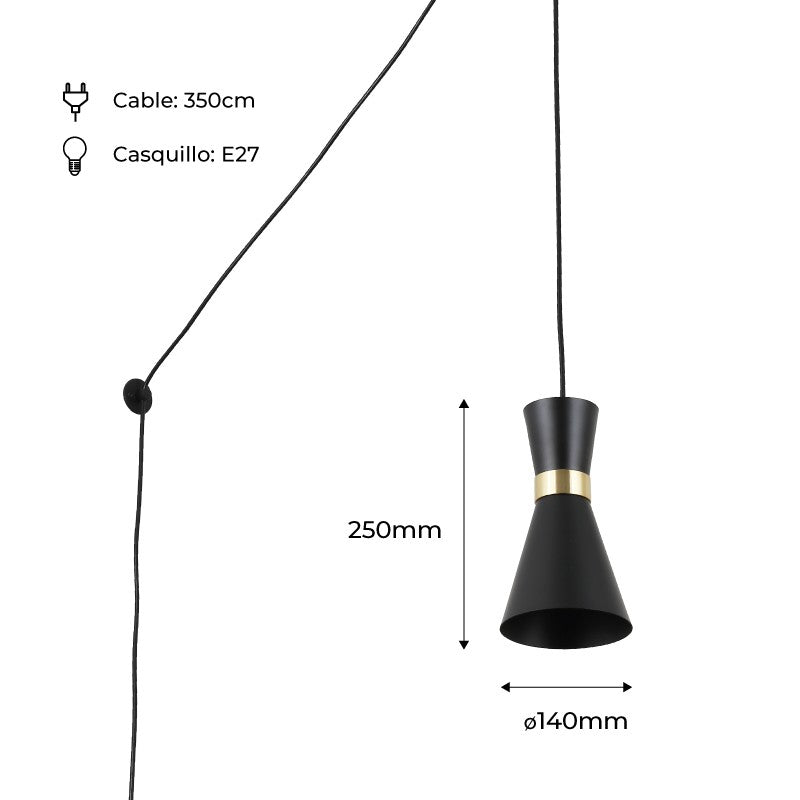 Lámpara colgante de metal con enchufe "Mir" - E27