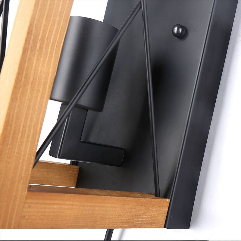 Aplique de pared en madera y metal, con cable y enchufe "Montse" - E27