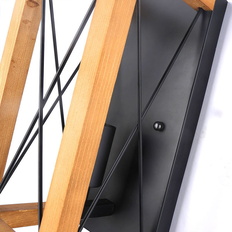 Aplique de pared en madera y metal, con cable y enchufe "Montse" - E27