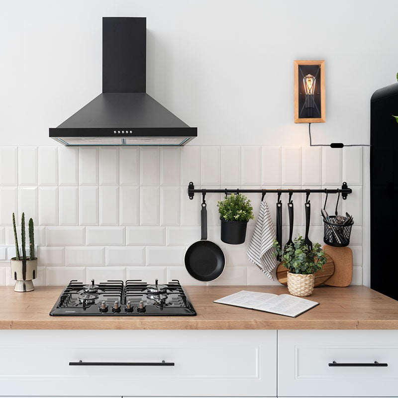 Aplique de pared en madera y metal, con cable y enchufe "Montse" - E27