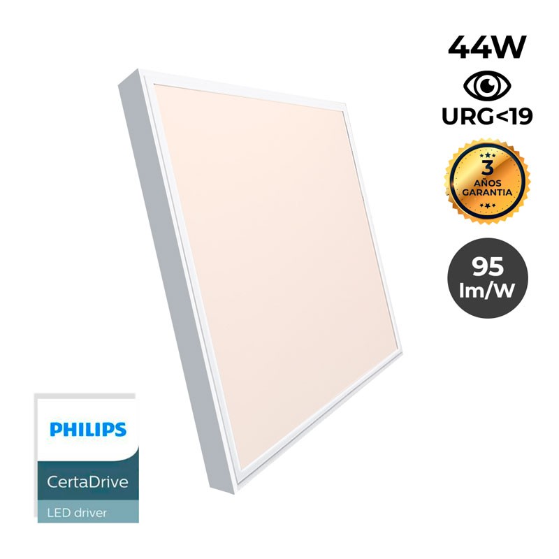 Panel LED de superficie slim 60X60 cm - Driver PHILIPS - 44W - UGR19 - con KIT de montaje