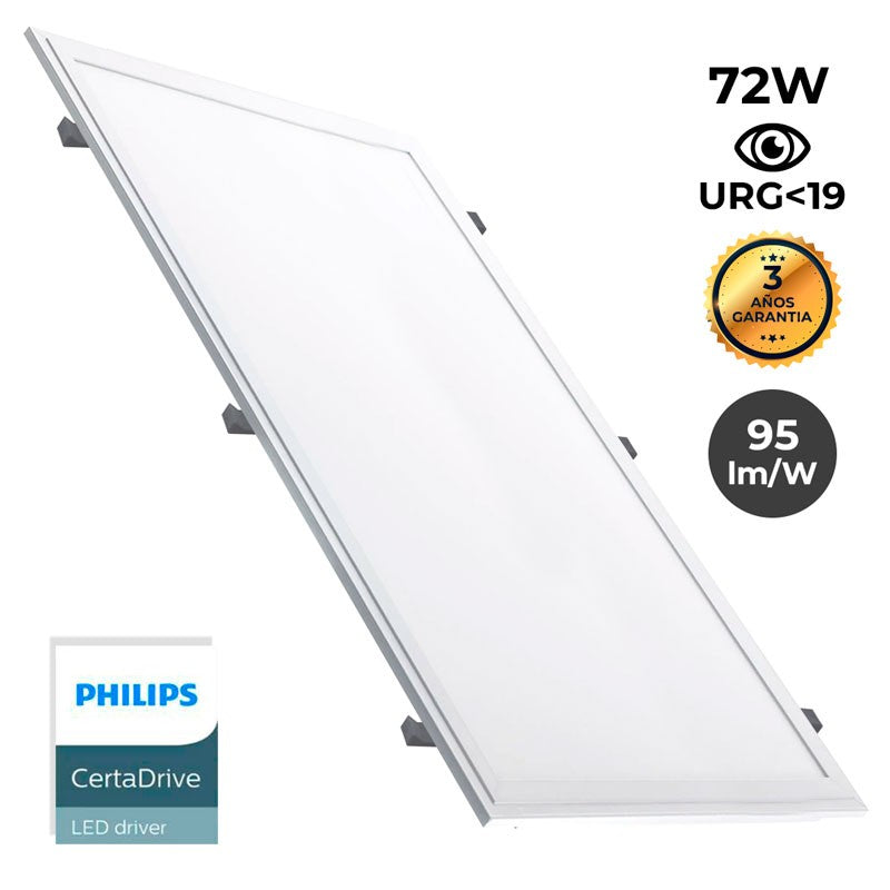 Panel LED de empotrar 1200X600mm Slim 72W PHILIPS DRIVER UGR19 con KIT de montaje