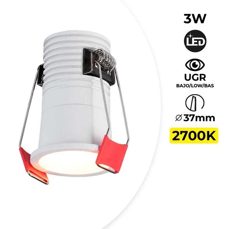 Foco LED empotrable - Chip Cree - Bajo UGR - 2700K - 3W