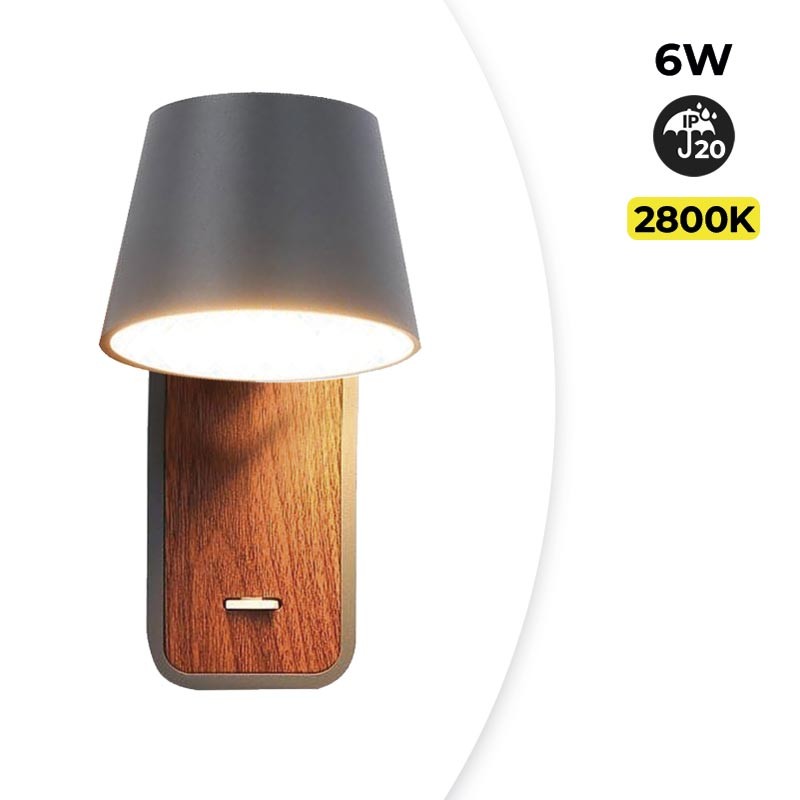 Aplique LED para Dormitorio de Madera rotatorio "KOPPEN" 6W 2700K