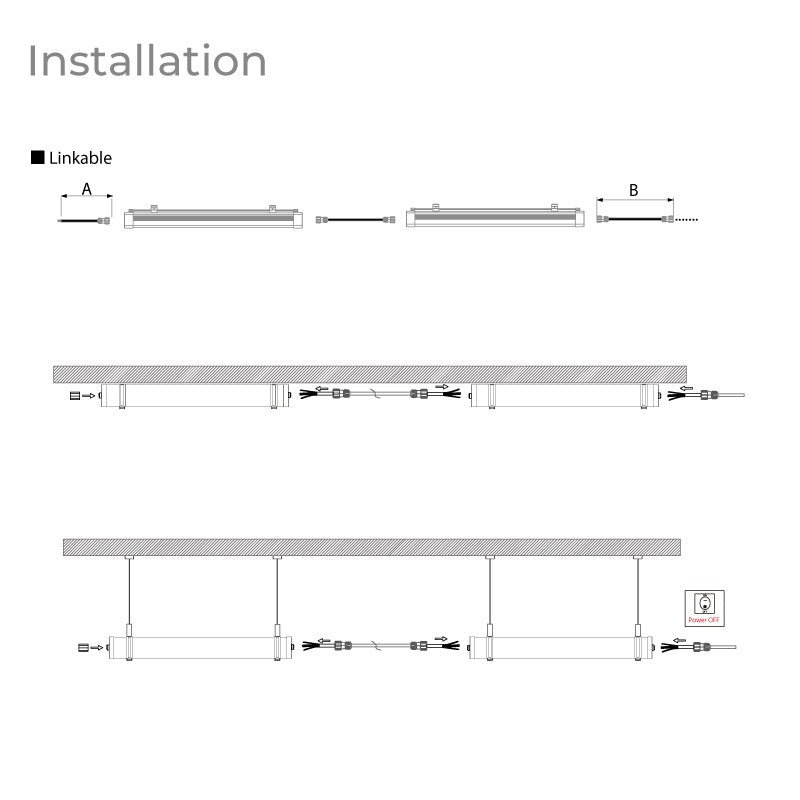 Luminaria estanca tubular para uso industrial - 120cm - 30W - IP65 - IK10
