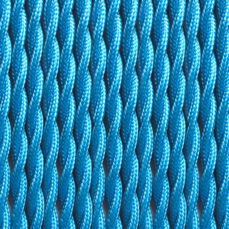 Cable Trenzado Recubierto en tejido Efecto Seda Color Azul