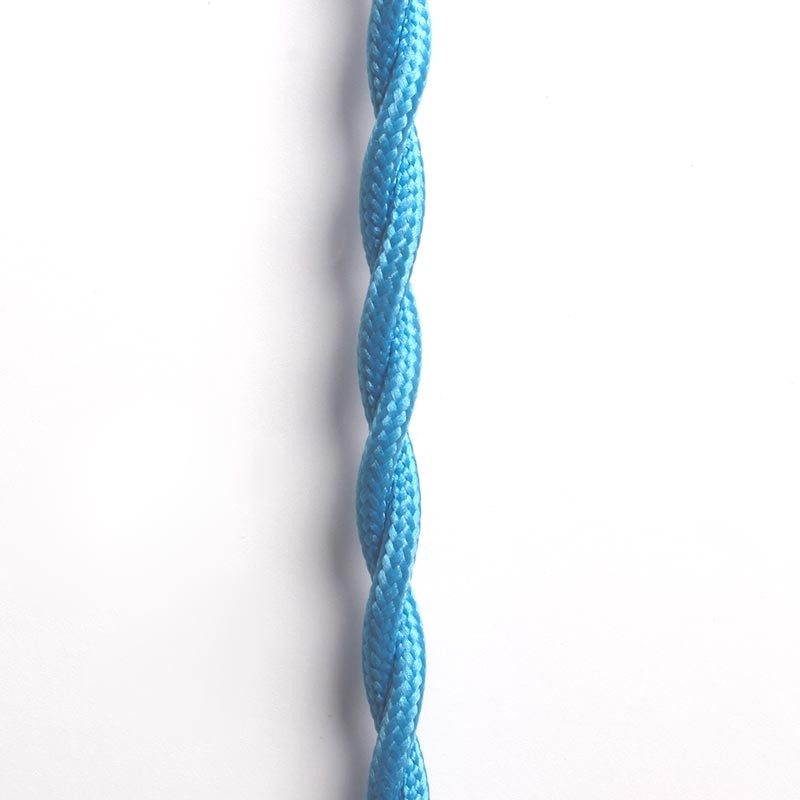 Cable Trenzado Recubierto en tejido Efecto Seda Color Azul