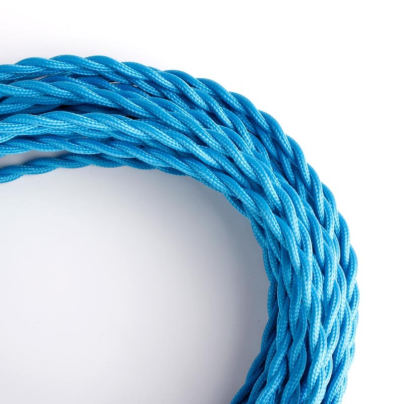 Cable Trenzado Recubierto en tejido Efecto Seda Color Azul