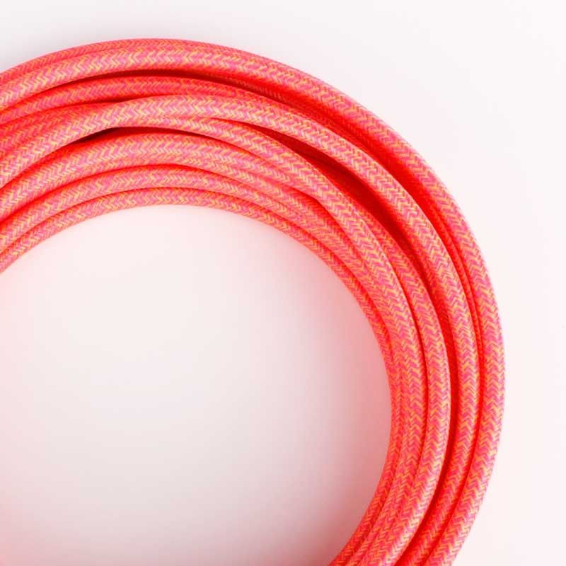 Cable Eléctrico Redondo recubierto en tejido efecto Seda Color Rosa y Amarillo