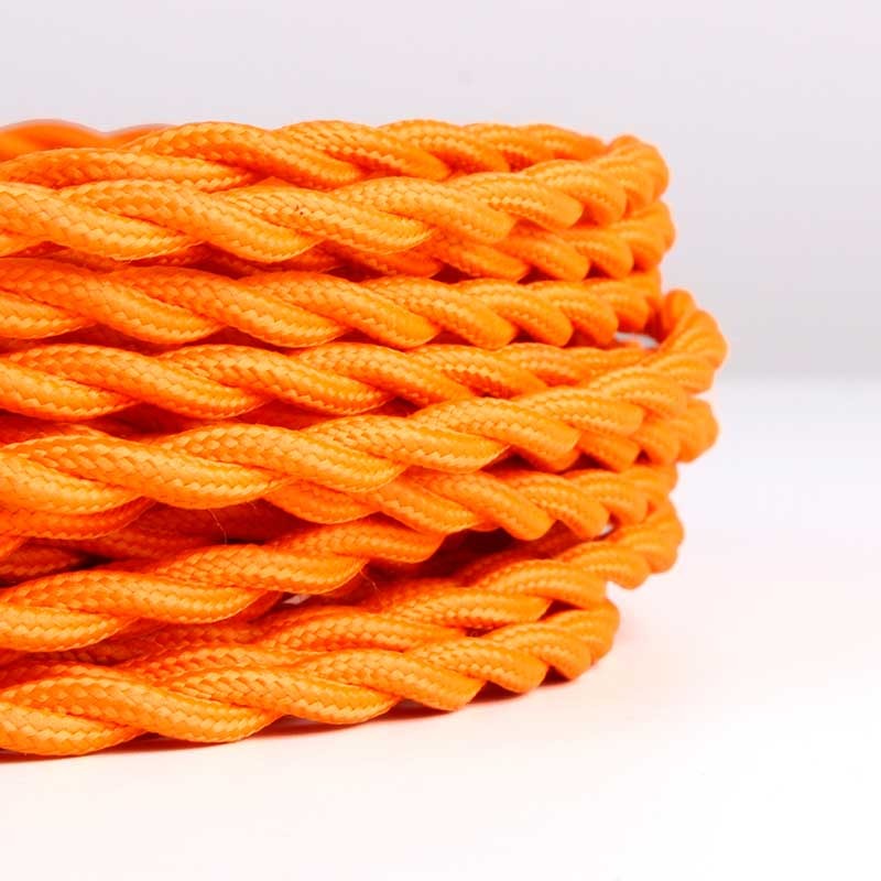 Cable Trenzado Recubierto en tejido Efecto Seda Color Naranja