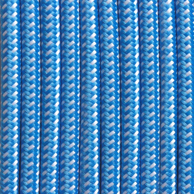 Cable Eléctrico Redondo recubierto en tejido efecto Seda Color Azul & Blanco