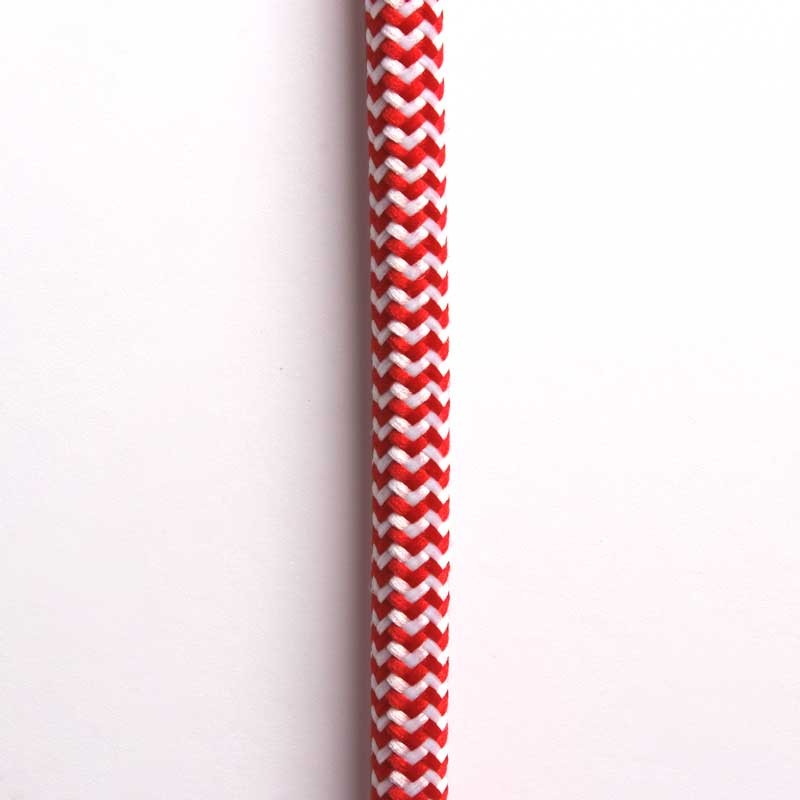 Cable Eléctrico Redondo Recubierto en tejido Efecto Seda ZigZag, Rojo & Blanco