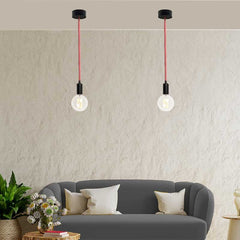 Cable Eléctrico Redondo Recubierto en tejido Efecto Seda ZigZag, Rojo & Blanco