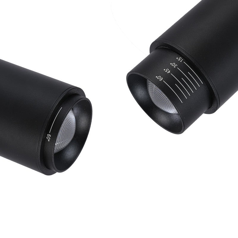 Foco de carril monofásico con ángulo lumínico ajustable y articulado de 8W zoom