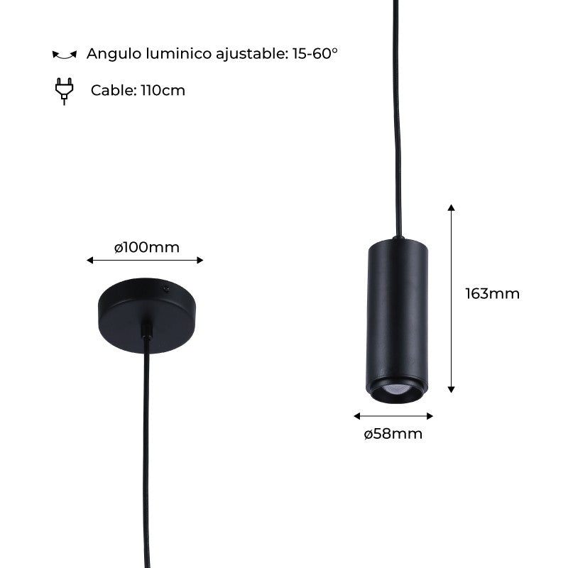 Lámpara colgante moderna 8W - Ángulo ajustable - 2800K