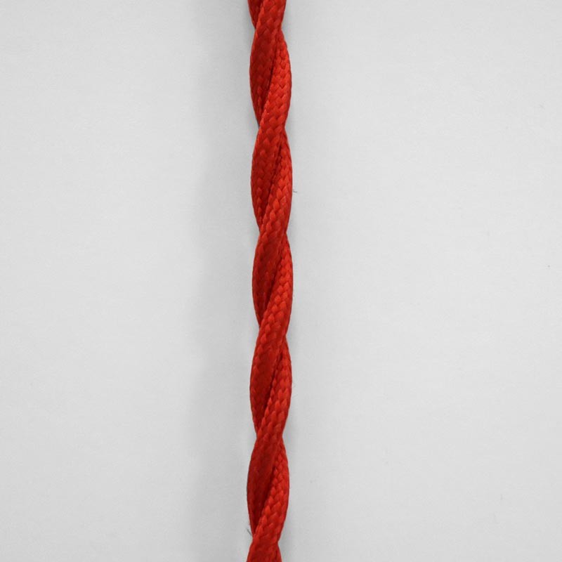 Cable eléctrico trenzado en tejido efecto seda color Rojo