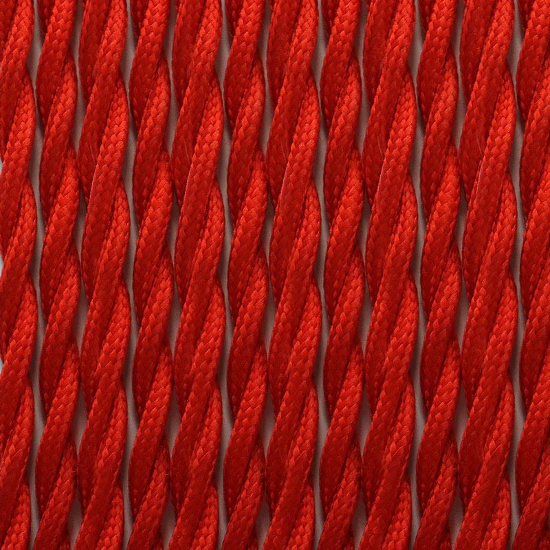 Cable eléctrico trenzado en tejido efecto seda color Rojo