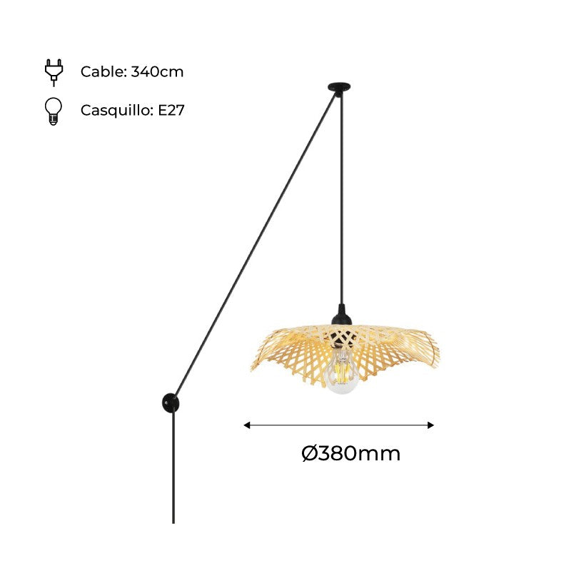 Lámpara colgante de mimbre con cable "ALINA"