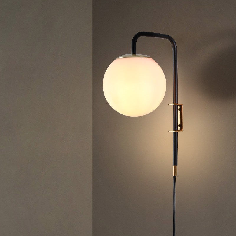 Aplique de pared bola cristal con cable y enchufe "Bilsen" - E27