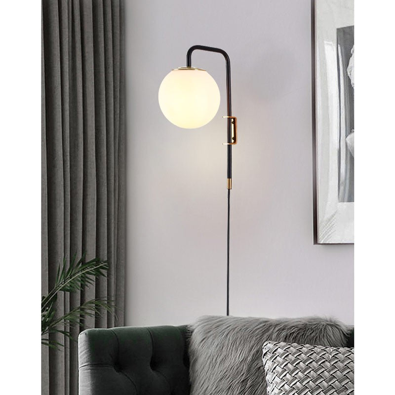 Aplique de pared bola cristal con cable y enchufe "Bilsen" - E27