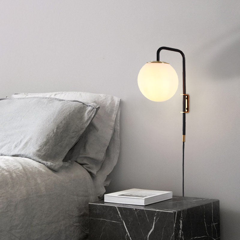 Aplique de pared bola cristal con cable y enchufe "Bilsen" - E27