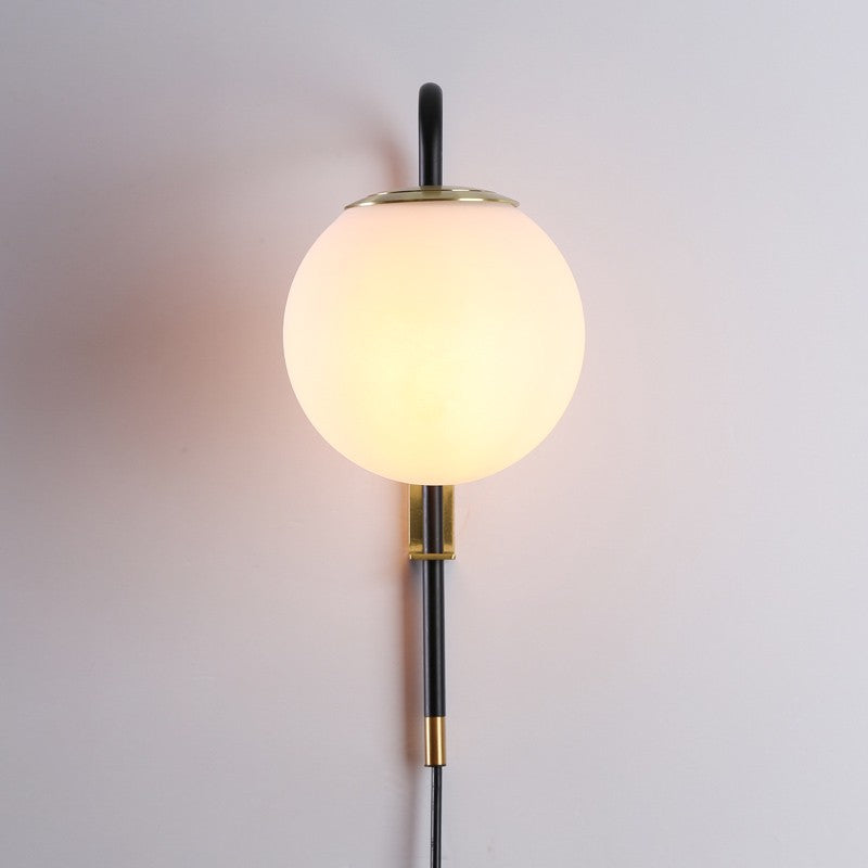 Aplique de pared bola cristal con cable y enchufe "Bilsen" - E27
