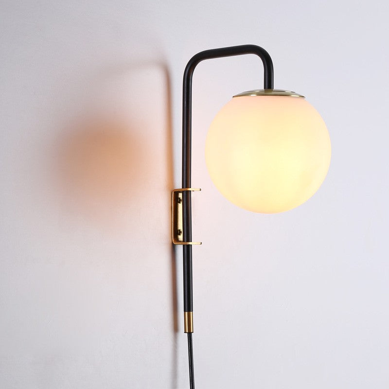 Aplique de pared bola cristal con cable y enchufe "Bilsen" - E27