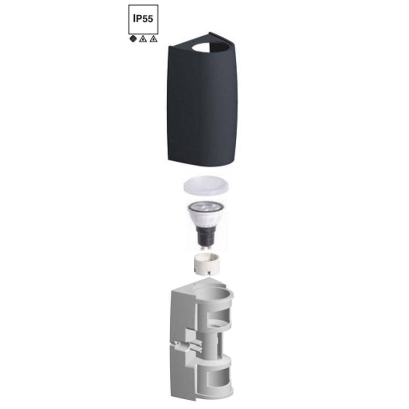 Aplique de pared FUMAGALLI "Marta 90-1" - GU10 - IP55 - 3,5W