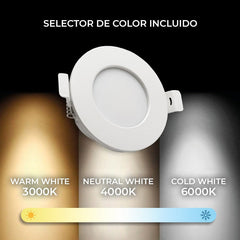 Pack x 3 - Downlight LED estanco empotrable CCT - 7W - IP44 - Corte Ø 68-75mm
