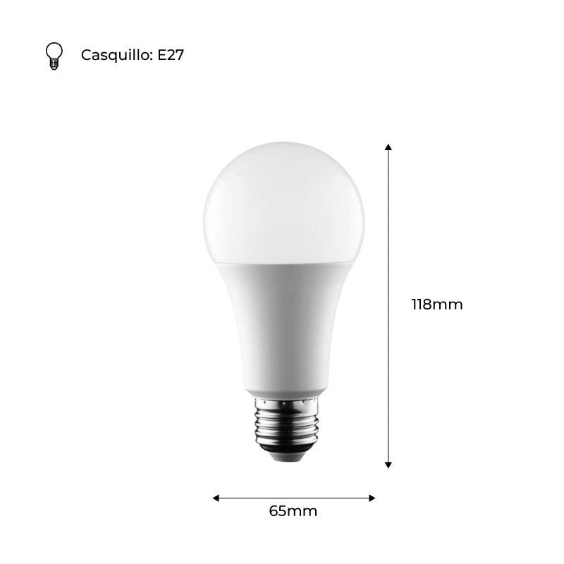 Bombilla LED E27 A65 - 14W - 1400 lm