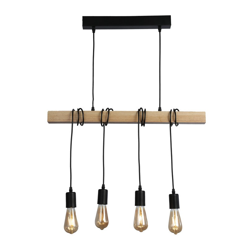 Lámpara colgante vintage madera "Otto" - 4 x E27