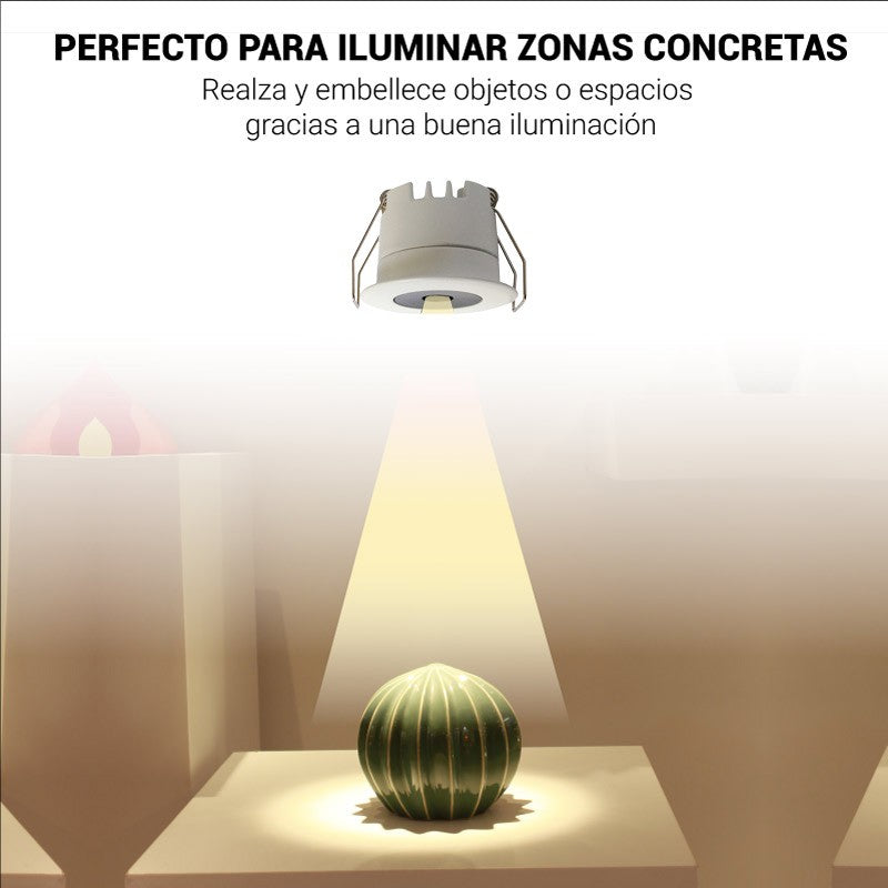 Downlight LED Mini 3W - Chip OSRAM - Bajo UGR - CRI 90 - Ø 40mm