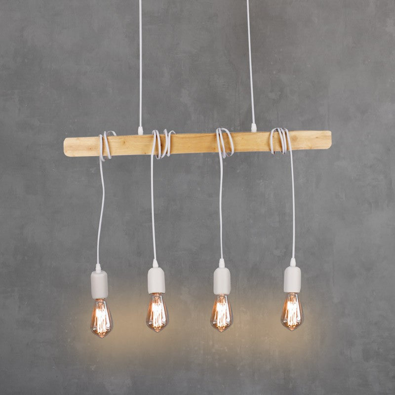 Lámpara colgante vintage madera "Otto" - 4 x E27