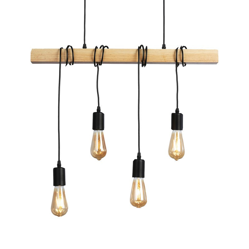 Lámpara colgante vintage madera "Otto" - 4 x E27