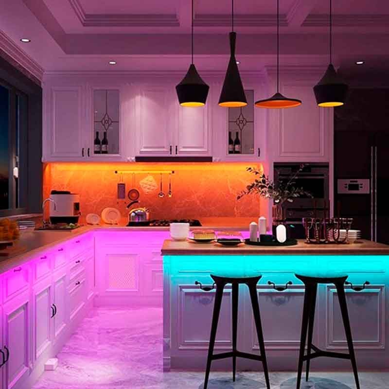 Kit tira LED RGB 5m con fuente, mando y controlador compatible 12V y 24V
