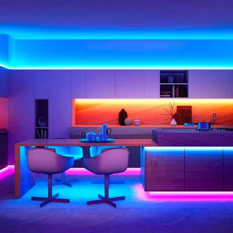 Kit tira LED RGB 5m con fuente, mando y controlador compatible 12V y 24V