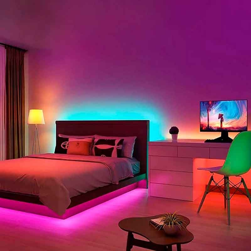 Kit tira LED RGB 5m con fuente, mando y controlador compatible 12V y 24V