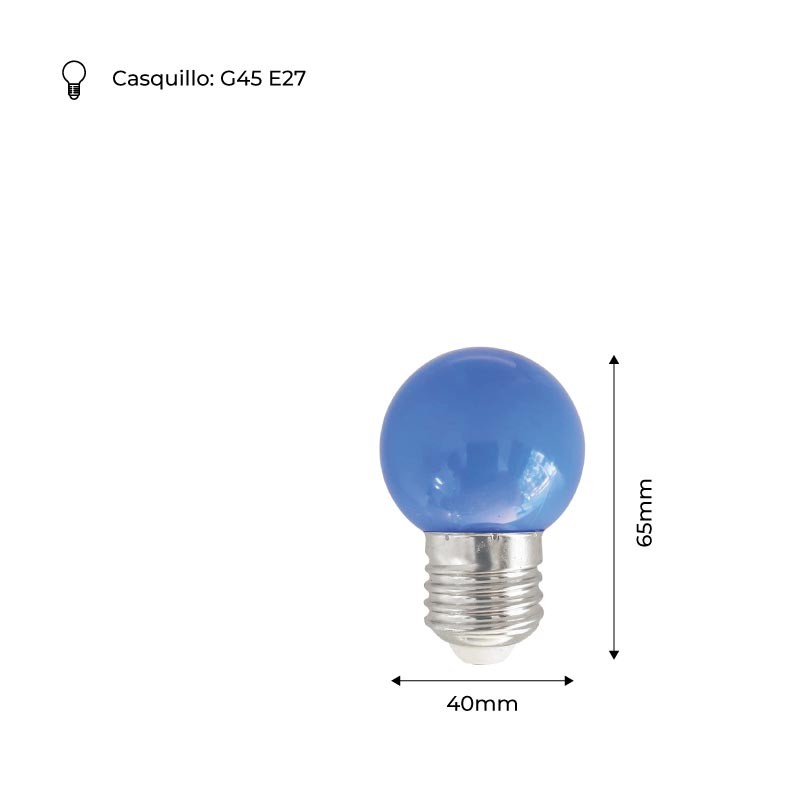 Bombilla de colores LED E27 G45 - 1W
