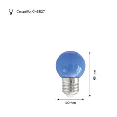 Bombilla de colores LED E27 G45 - 1W