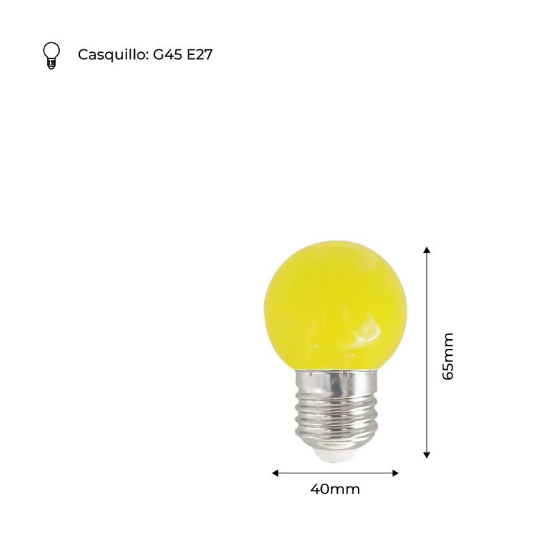 Bombilla de colores LED E27 G45 - 1W