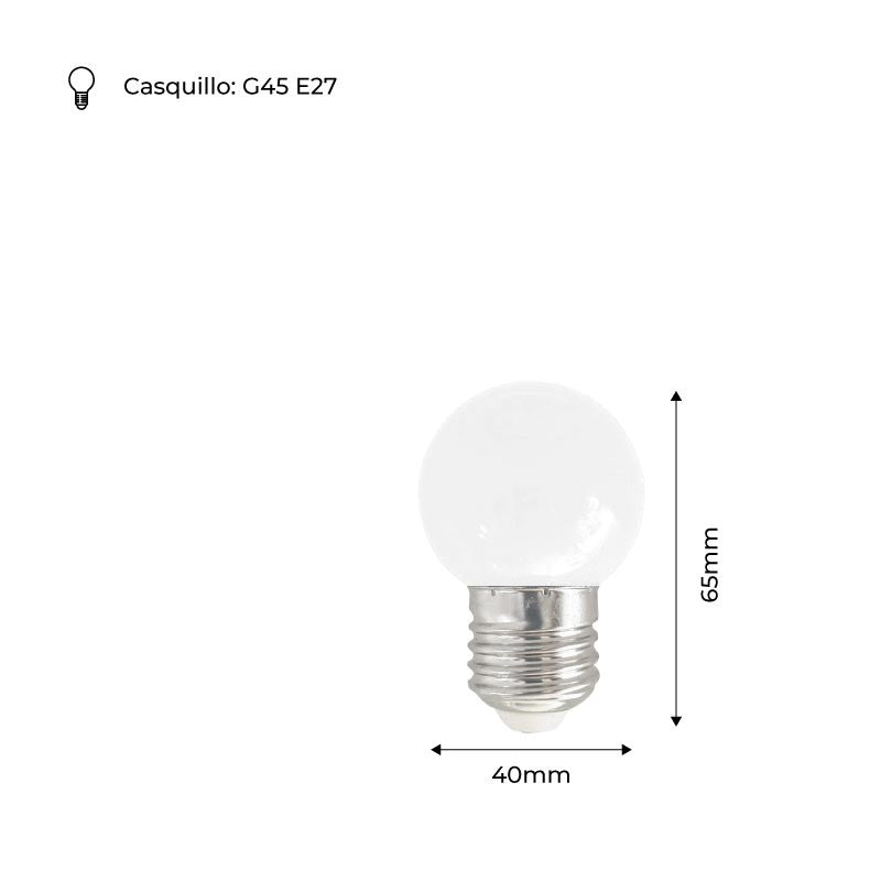Bombilla de colores LED E27 G45 - 1W