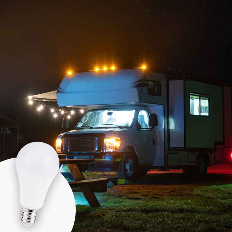 Bombilla 12-24V DC 8W E27 A60 para caravanas, camping y embarcaciones